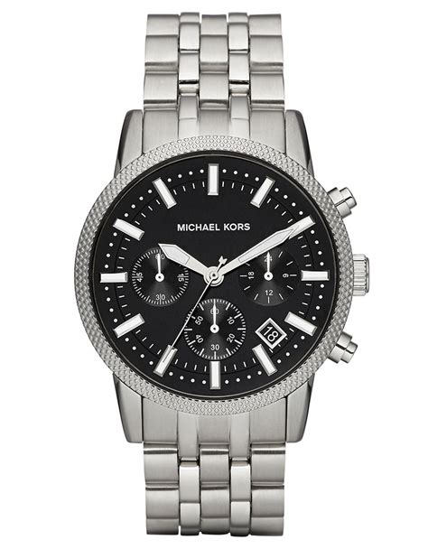 michael kors silver tone scout men's watch|Michael Kors scout silver dial.